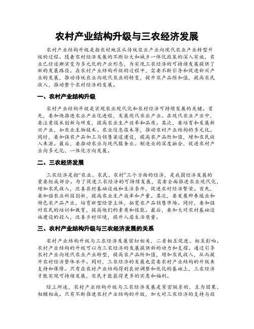 农村产业结构升级与三农经济发展
