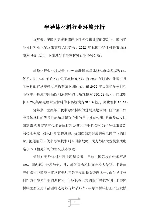 2022年行业分析半导体材料行业环境分析