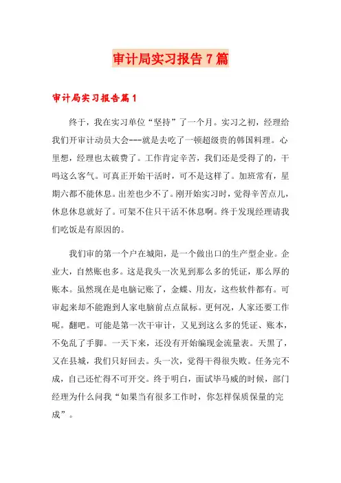 审计局实习报告7篇