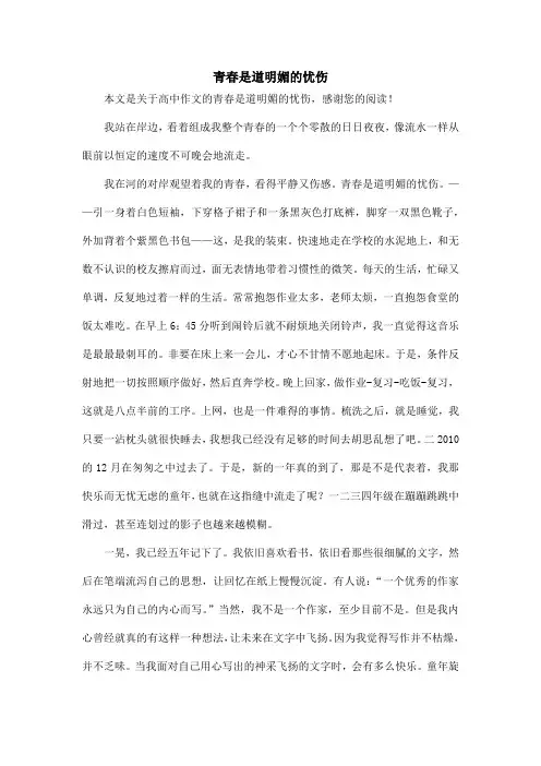 青春是道明媚的忧伤_高中作文