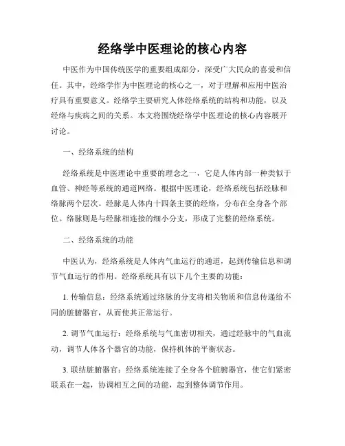 经络学中医理论的核心内容