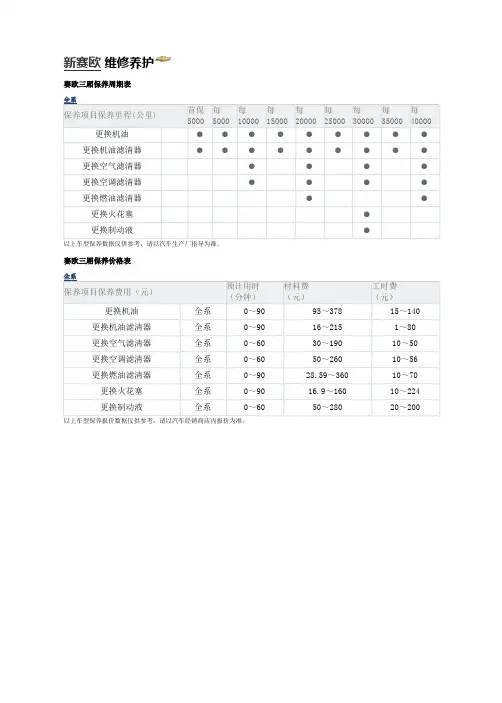 新赛欧 维修养护