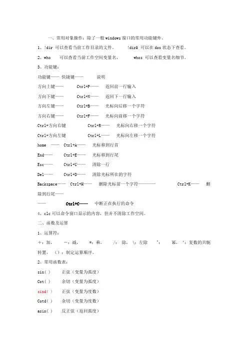 MATLAB命令大全DOC