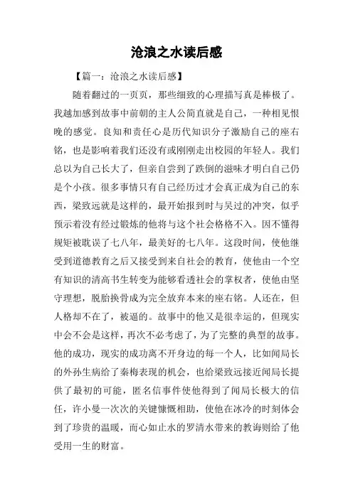 沧浪之水读后感