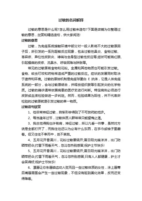 过敏的名词解释
