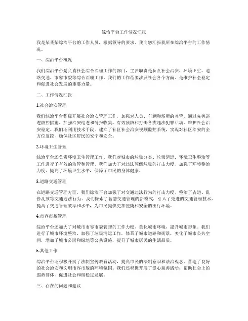 综治平台工作情况汇报