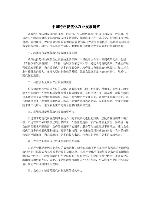 中国特色现代化农业发展研究