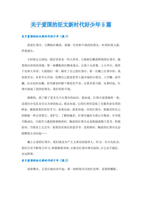 关于爱国的征文新时代好少年5篇