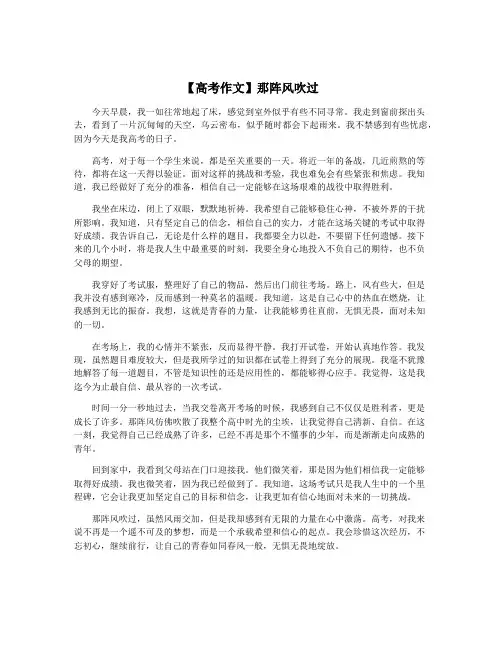 【高考作文】那阵风吹过