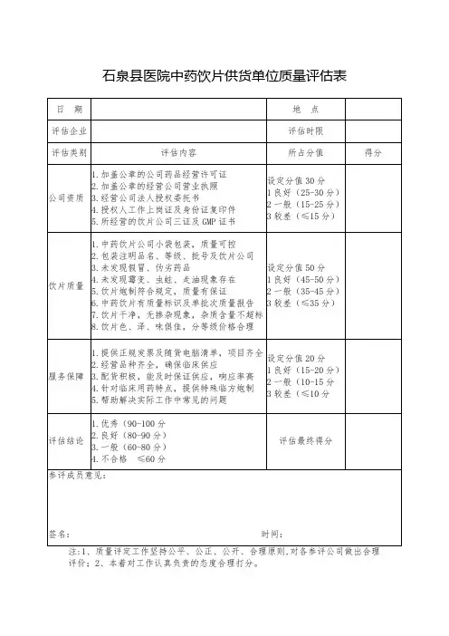 中药饮片质量评定