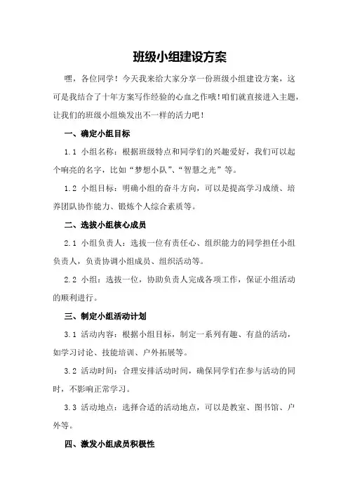 班级小组建设方案