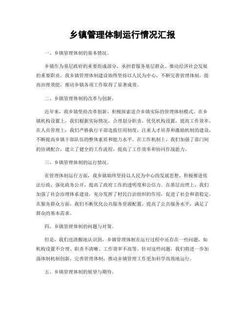 乡镇管理体制运行情况汇报
