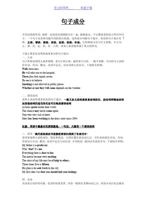 英语语法基本知识——句子成分