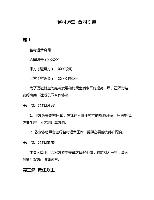 整村运营 合同5篇