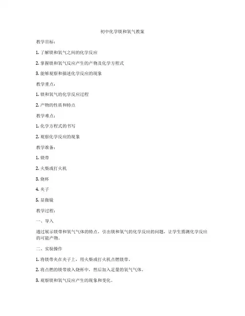 初中化学镁和氧气教案