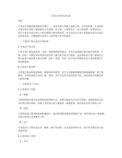 大米行业知识点总结