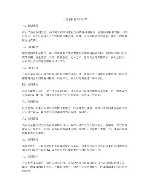 工程项目签合同步骤