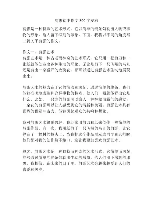 剪影初中作文800字左右