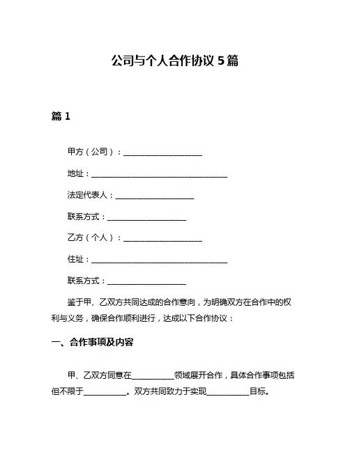 公司与个人合作协议5篇