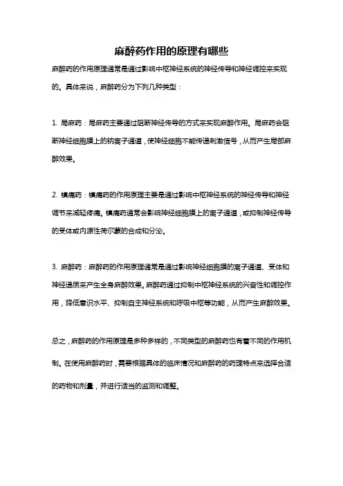 麻醉药作用的原理有哪些