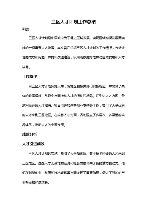 三区人才计划工作总结