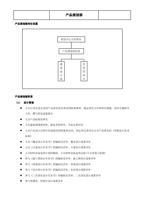 产品规划部组织管理手册