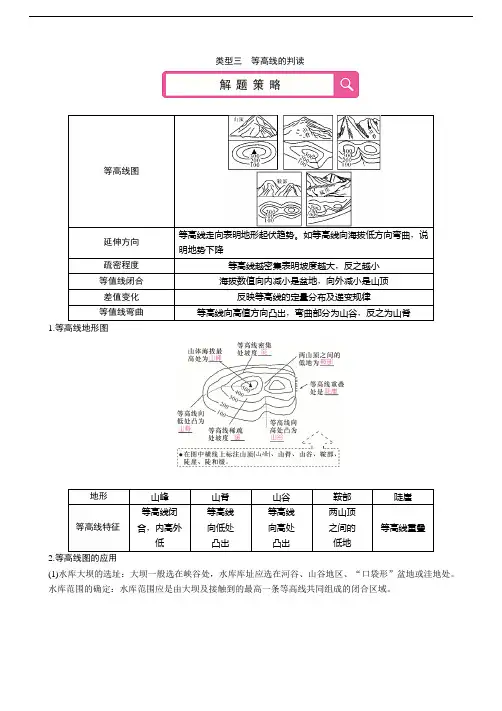 中考地理专题突破 读图题 类型3 等高线的判读
