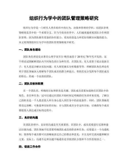 组织行为学中的团队管理策略研究