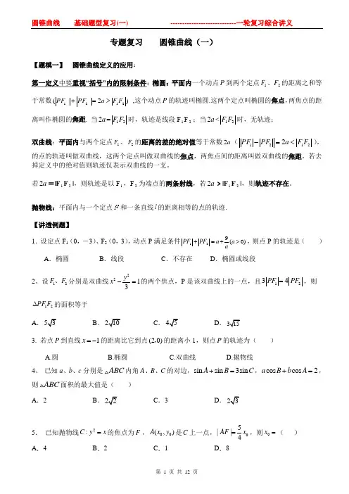 3-圆锥曲线   专题复习1