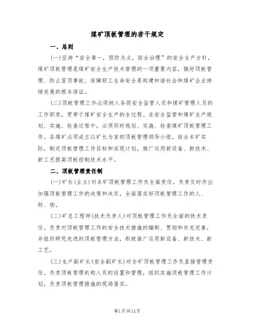 煤矿顶板管理的若干规定(5篇)