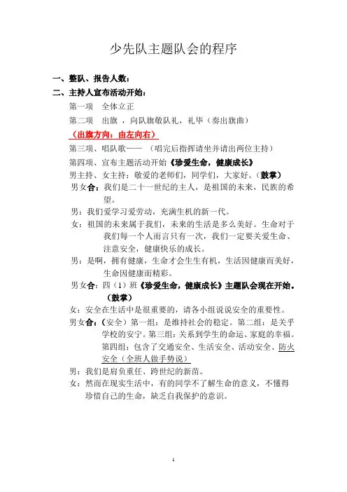 少先队主题队会的程序(新)