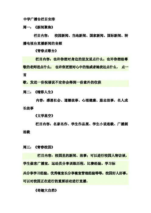 校园广播栏目完整版