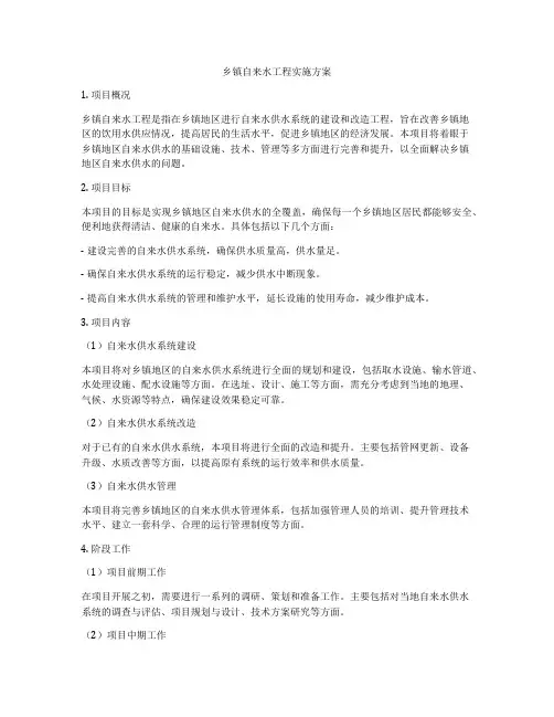 乡镇自来水工程实施方案