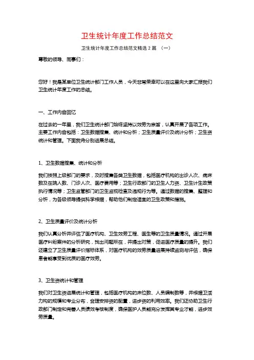 卫生统计年度工作总结范文2篇