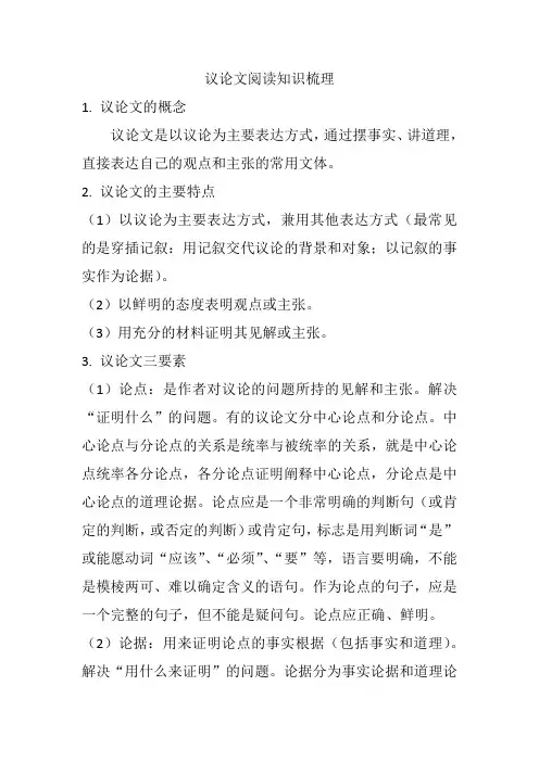 议论文阅读知识梳理