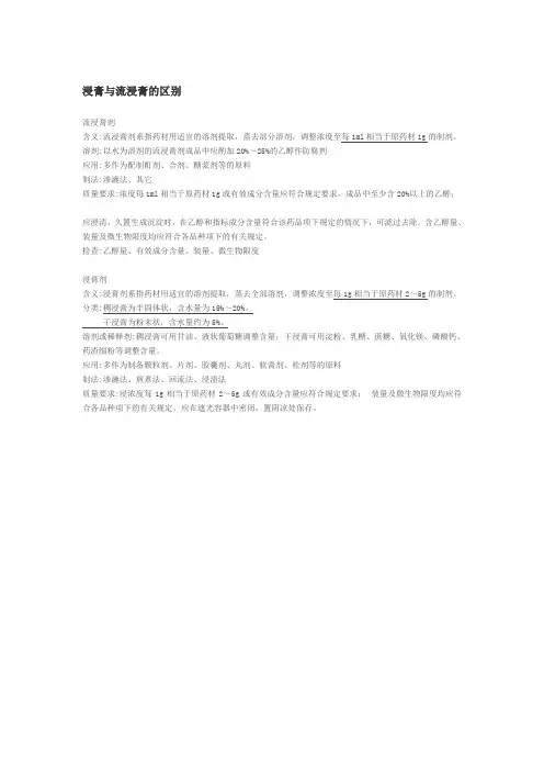 浸膏与流浸膏的区别