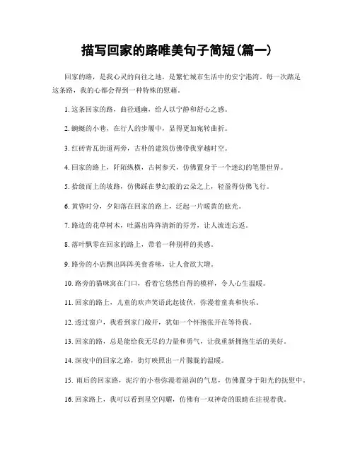 描写回家的路唯美句子简短(精选2篇)