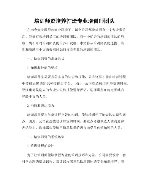 培训师资培养打造专业培训师团队