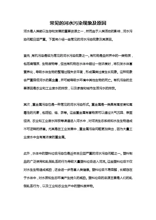 常见的河水污染现象及原因