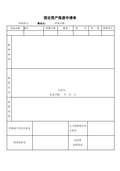 固定资产报废申请-模板-范文