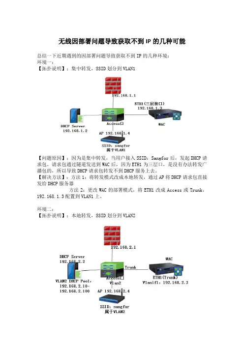 因部署问题导致无线网络终端获取不到IP的几种可能