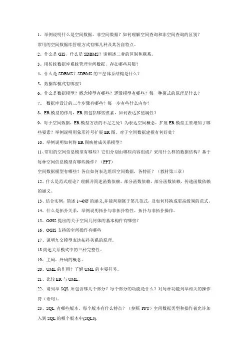 空间数据库复习重点
