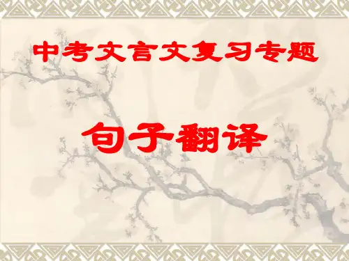 2020中考文言文句子翻译专题复习