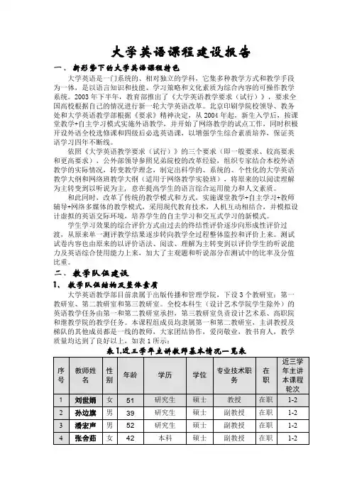 北京印刷学院大学英语课程建设报告