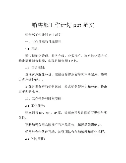 销售部工作计划ppt范文
