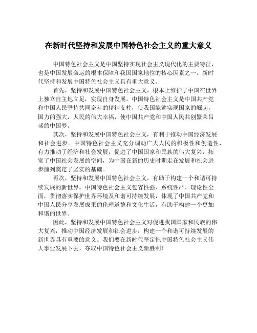 在新时代坚持和发展中国特色社会主义的重大意义