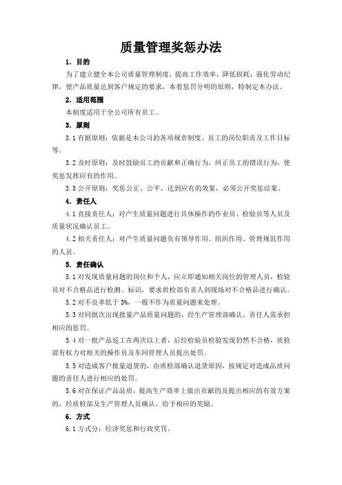 质量管理奖惩办法