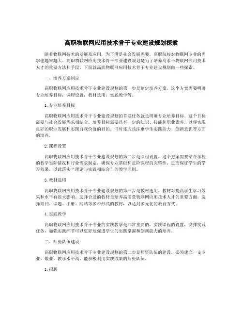 高职物联网应用技术骨干专业建设规划探索