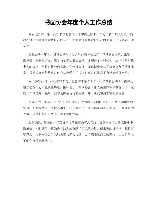 书画协会年度个人工作总结