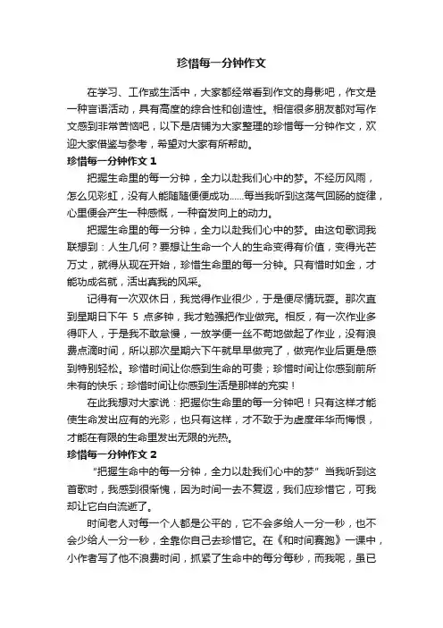 珍惜每一分钟作文